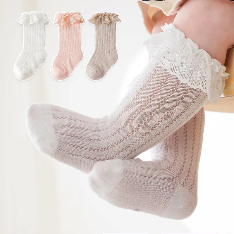 Baby/toddler Girl Summer Anti-mosquito Lace Socks Pink big image 1