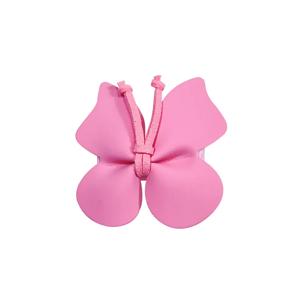 Toddler/kids Sweet PU leather all-inclusive bow hair clip Pink big image 1
