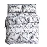 Juego de ropa de cama contemporáneo de 2/3 piezas con funda nórdica de impresión digital 3D cepillada y funda de almohada blanco y negro