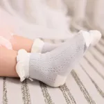 Calcetines de algodón peinado con nudo de mariposa de malla transpirable para bebé/niño pequeño Gris