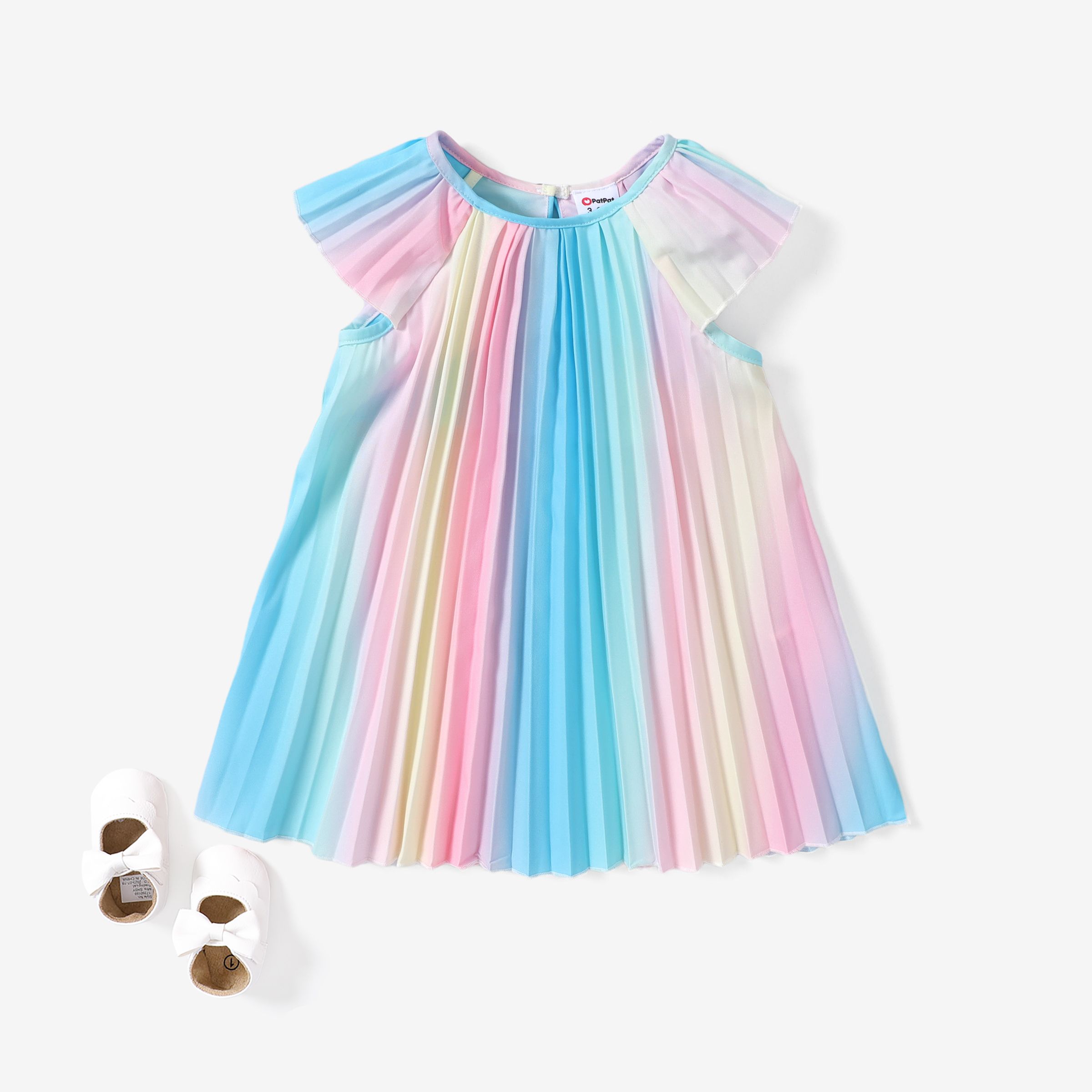 Baby Girl Sweet Pleated Rainbow Dress