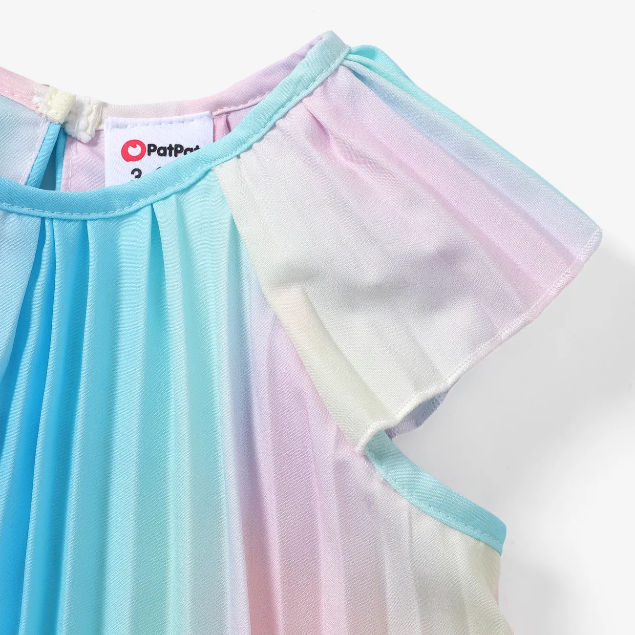Baby Girl Sweet Pleated Rainbow Dress Colorful big image 1