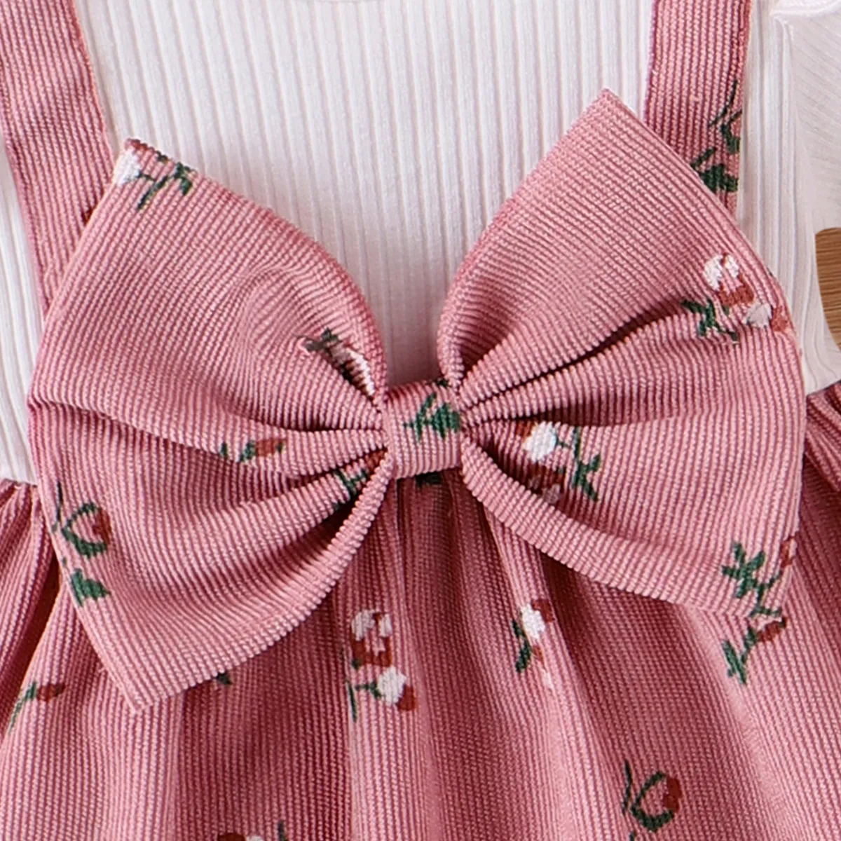 Ostern Baby Flatterärmel Zerbrochene Blume Süß Kurzärmelig Kleider rosa big image 1