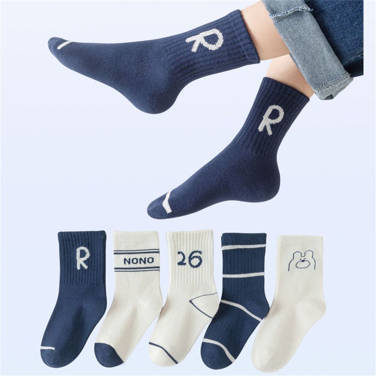 

5-pack Baby/toddler Girl/Boy Casual Letter and Number Mid-Calf Socks