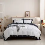 2/3件柔軟舒適的純色床上用品套裝，包括羽絨被套和枕套 暖灰