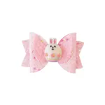 Toddler/kids Girl Easter-themed Cartoon Bunny Hair Clip with Bow incarnadinepink