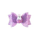 Toddler/kids Girl Easter-themed Cartoon Bunny Hair Clip with Bow purplewhite