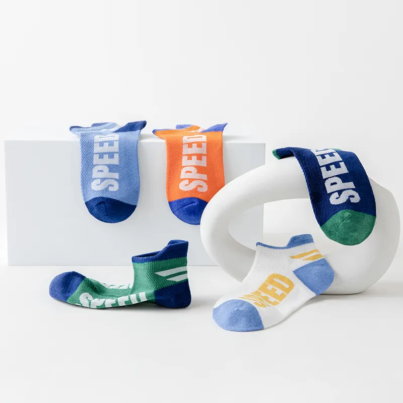 5-pack Toddler/kids Sporty Mesh Socks with Letter Pattern MultiColour big image 1