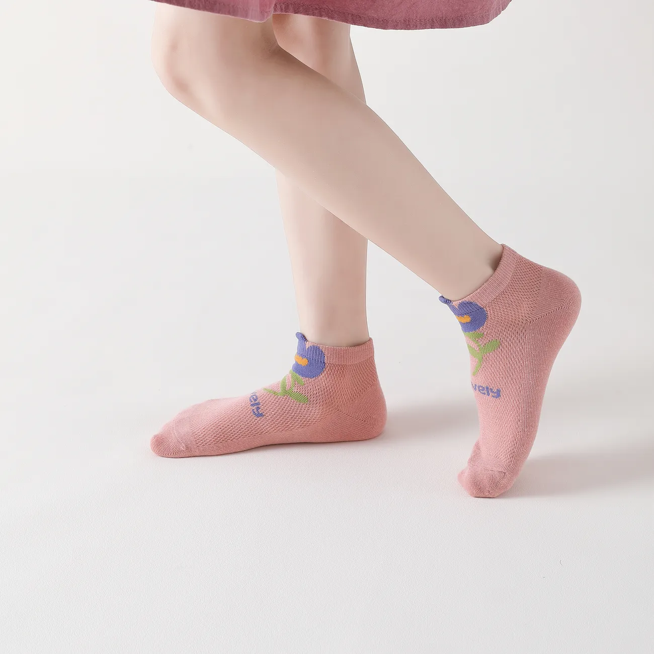 Confezione da 5 calzini in rete traspirante floreale carini per bambini multicolore big image 1