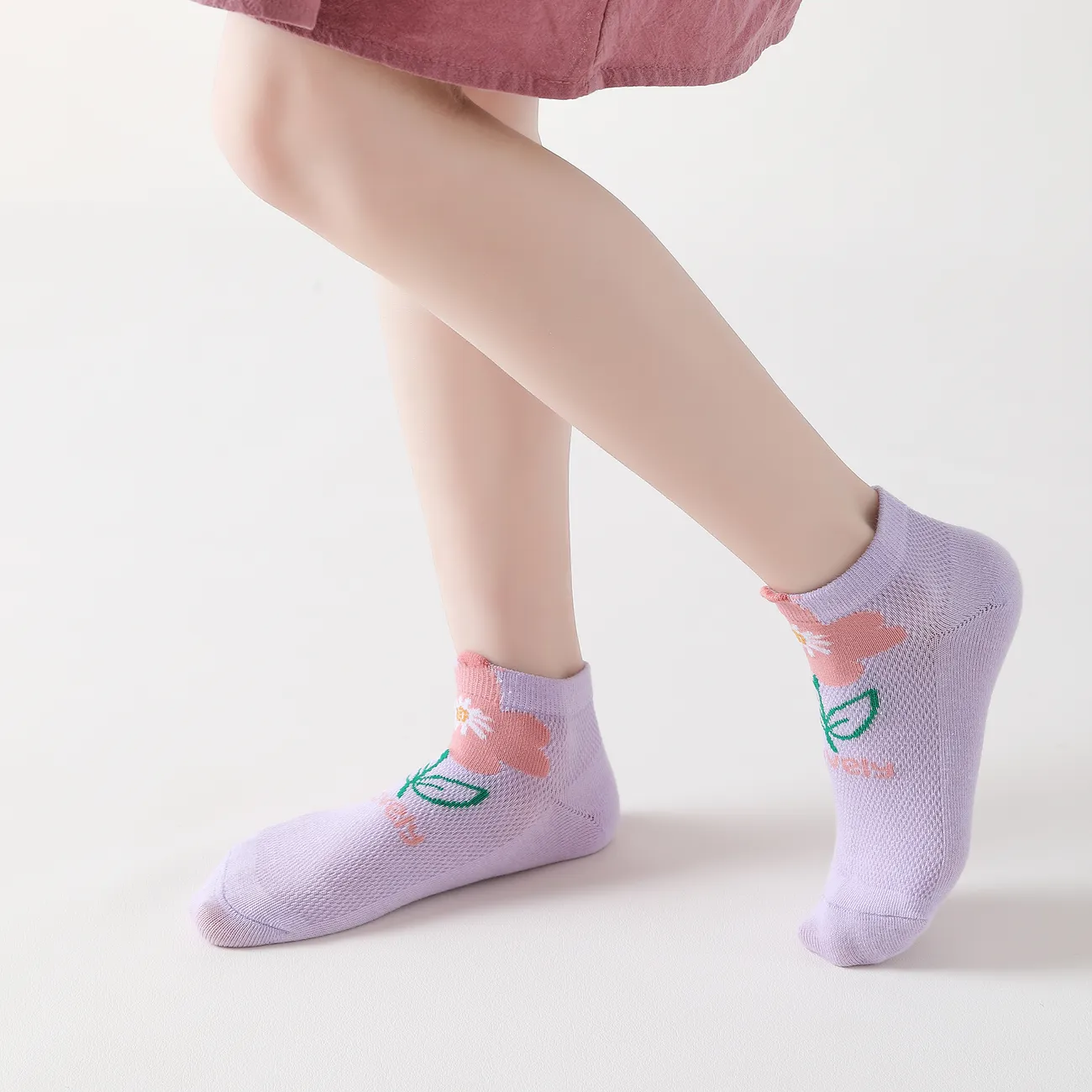5-pack Toddler/kids Cute Floral Breathable Mesh Socks MultiColour big image 1