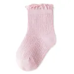 Summer Mesh Baby Socks - Pure Color with Lace Edge, Loose Ankle Design Purple