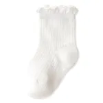 Calcetines de malla de verano para bebés: color puro con borde de encaje, diseño de tobillo holgado Blanco