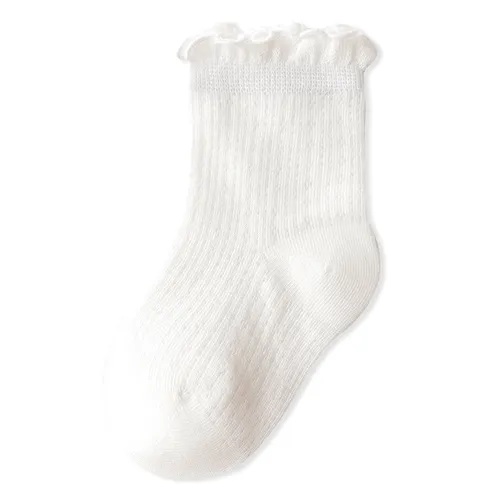 Summer Mesh Baby Socks - Pure Color with Lace Edge, Loose Ankle Design