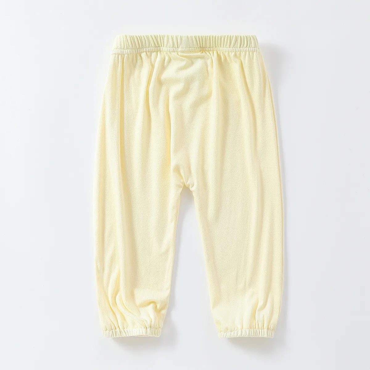 Conjunto de pantalones casuales de color liso para niño - 1 pieza, material de poliéster y spandex, corte regular Beige big image 1