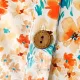 Toddler Girl Floral Print/Stripe/Orange Button Design Ruffled Cuff Bowknot Strap Romper Jumpsuit Shorts Multi-color
