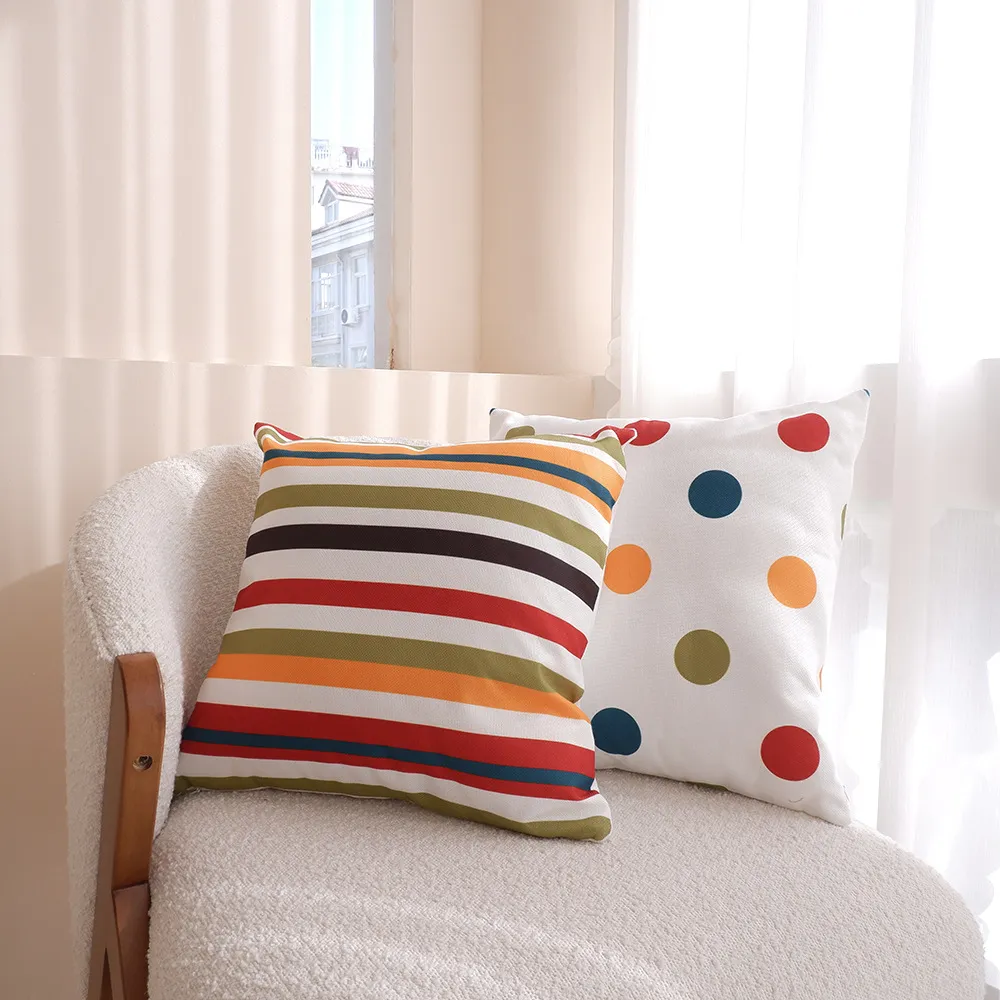 Lot de 2 taies d’oreiller en toile de bloc de couleur géométrique dans un style minimaliste pour coussins en lin plaid big image 1