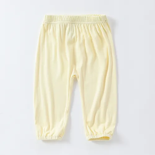 Conjunto de pantalones casuales de color liso para niño - 1 pieza, material de poliéster y spandex, corte regular