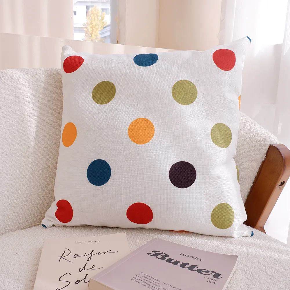 Confezione da 2 fodere per cuscini geometrici in tela color block in stile minimalista per cuscini in lino plaid big image 1