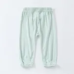 Conjunto de pantalones casuales de color liso para niño - 1 pieza, material de poliéster y spandex, corte regular Verde