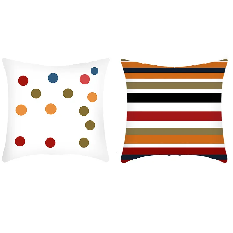 Confezione da 2 fodere per cuscini geometrici in tela color block in stile minimalista per cuscini in lino plaid big image 1