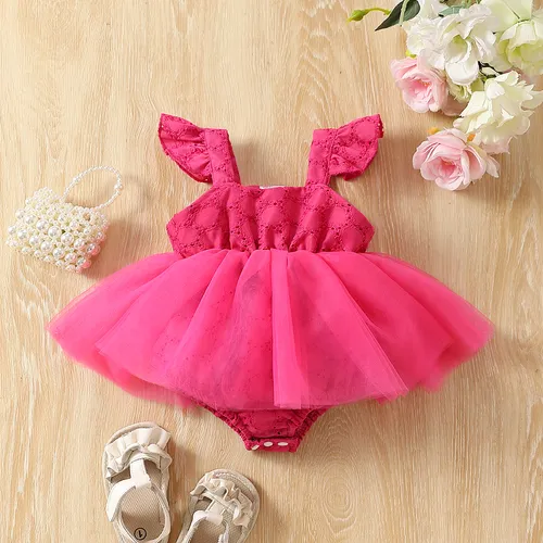 Doce Multi-camadas Infantil Sleeveveless Dress Set para Baby Girls - Mistura de Algodão de Poliéster