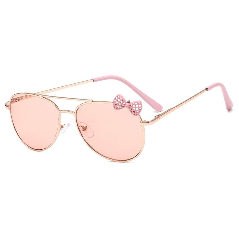 Toddler/kids Girl Sweet Sunglasses with Metal Frame and Decorative Bow-Tie Cat-Eye Lenses