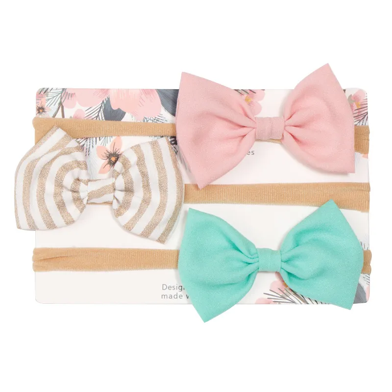 Paquete de 3 cintas para el cabello con lazo de mariposa para bebés/niños pequeños Color-A big image 1