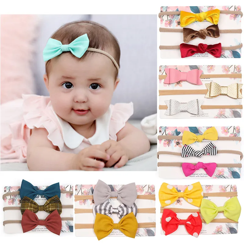 3er-Pack Baby-/Kleinkindmädchen Schmetterlingsschleife Haarbänder Farbe-A big image 1