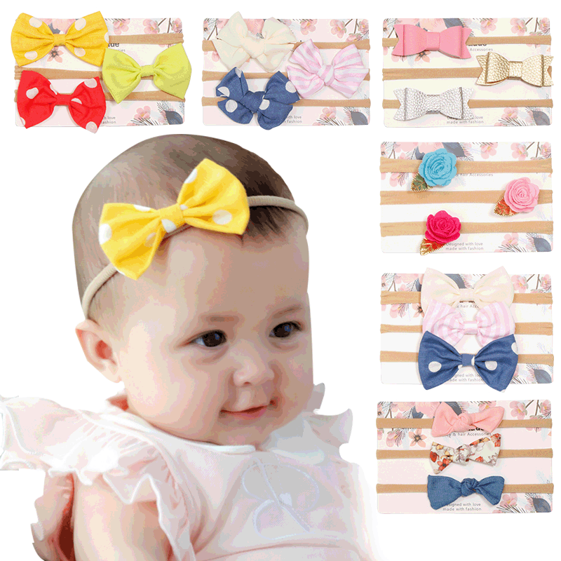 3-pack Baby/toddler Girl Butterfly Bow Hairbands Color-A big image 1