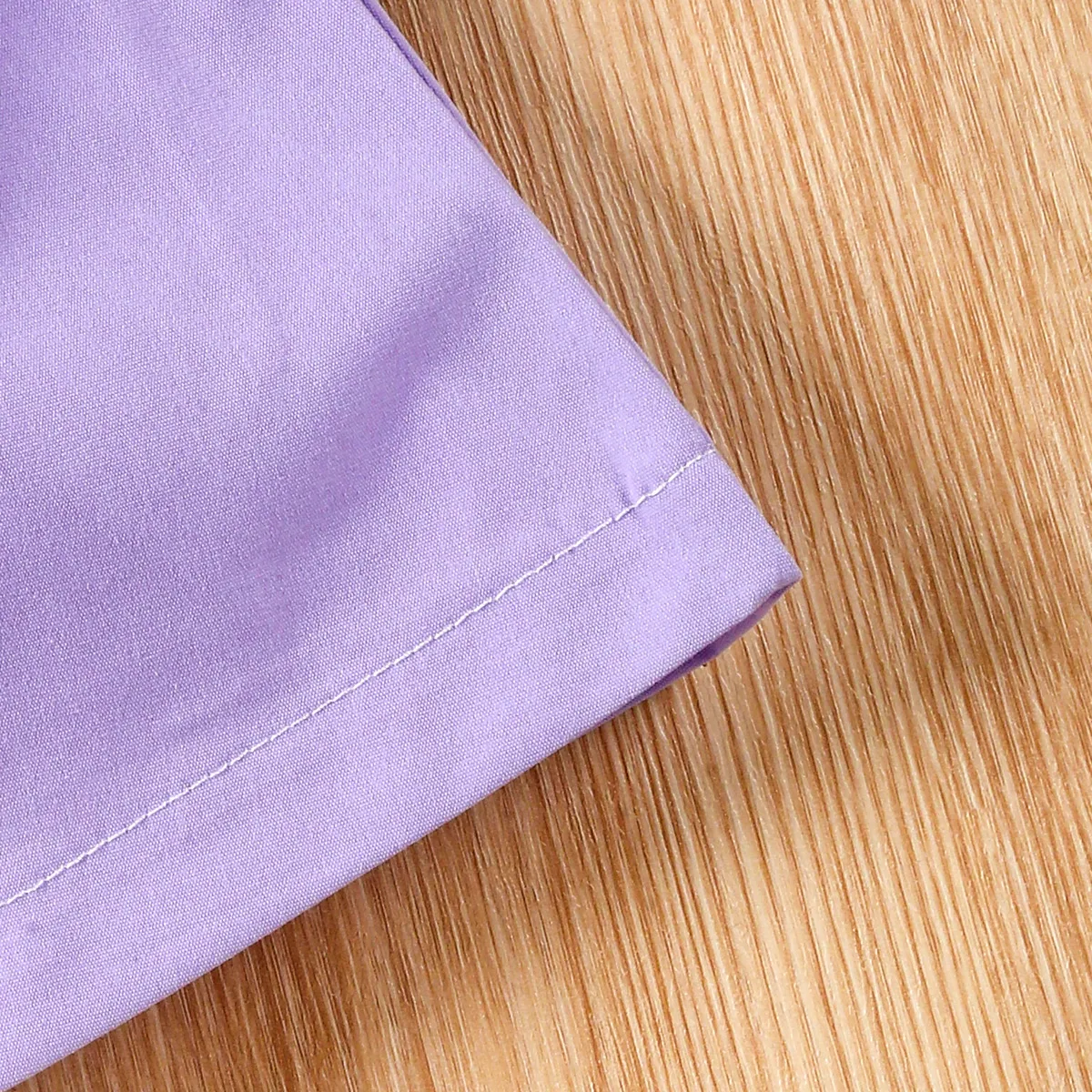 2 pièces Enfants Ensemble Fille Couleur unie Couture de tissus Violet big image 1