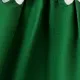 طفلة صغيرة ثلاثية الأبعاد تصميم الأزهار الظهر الخامس الرقبة بلون بلا أكمام فستان أخضر
