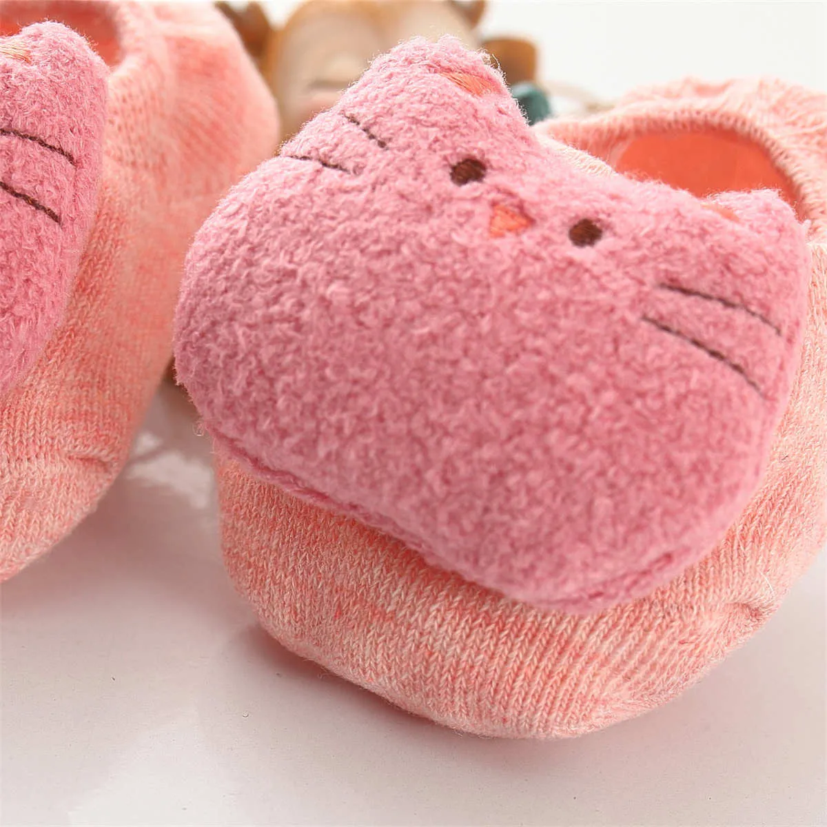 Baby/toddler Girl/Boy Childlike Anti-Slip Floor Socks with Cute Animal Design Khaki big image 1