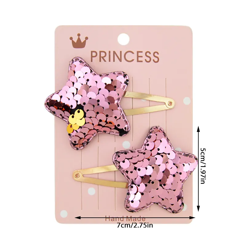 10-pack Toddler/Kid Girl Sequin Pentagram Love Crown Hair Clip Color-B big image 1