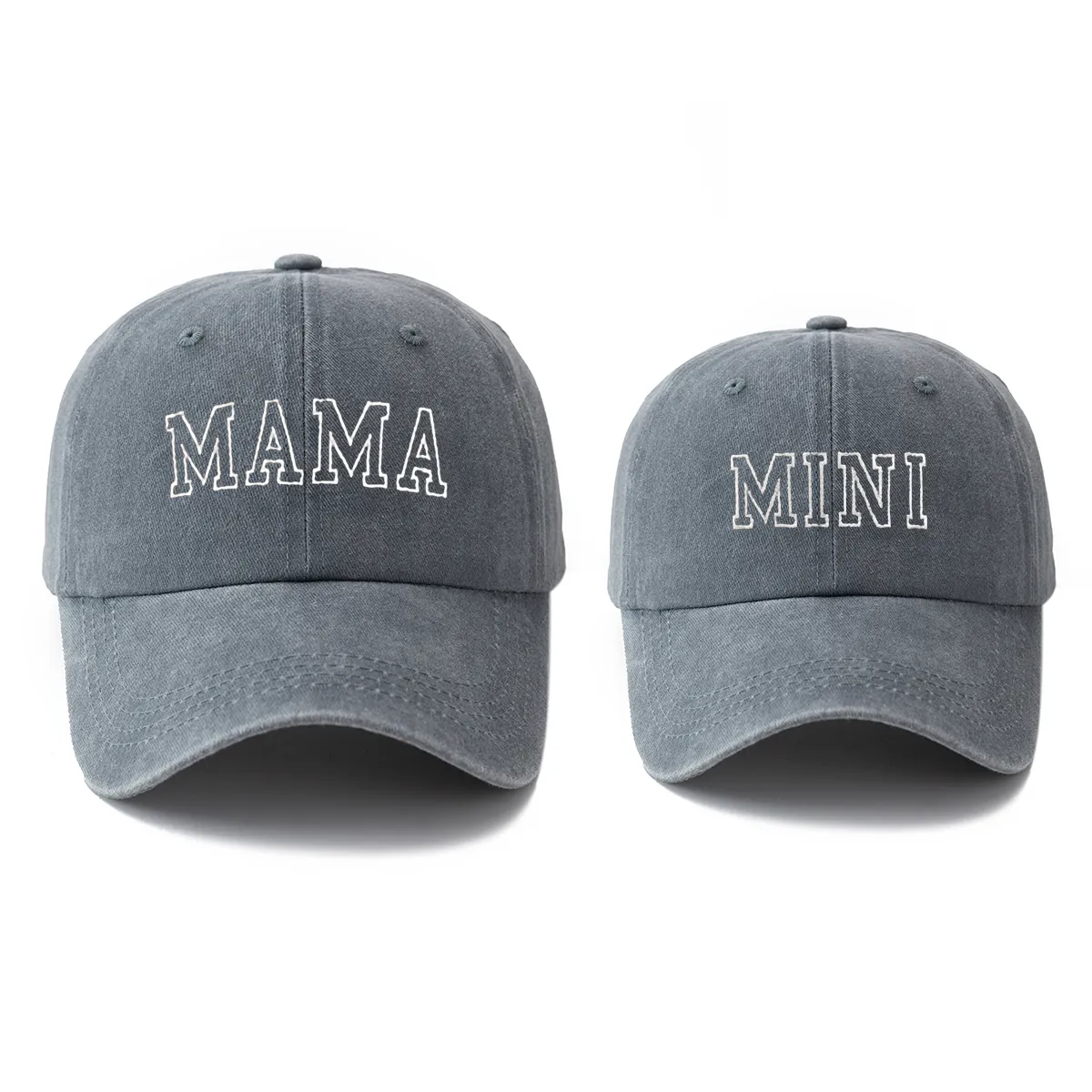 Family Matching Embroidered Washed Baseball Cap with Alphabet Design Grey big image 1