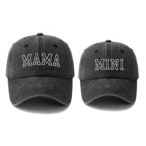 Family Matching Embroidered Washed Baseball Cap with Alphabet Design