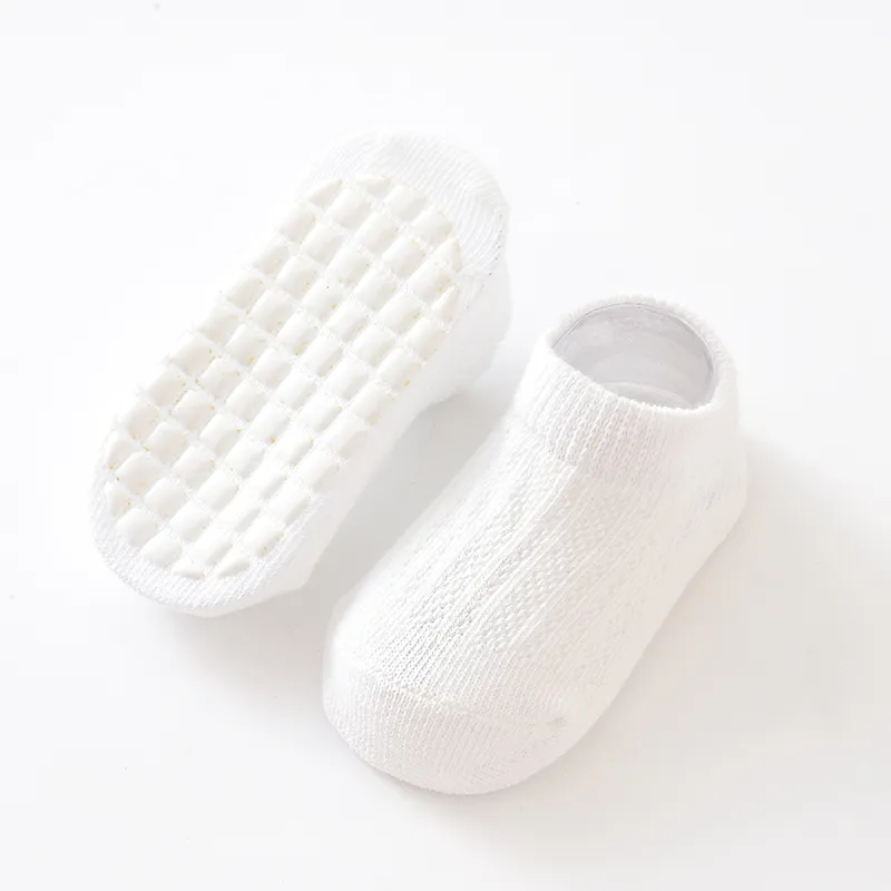 Baby/toddler Candy-Colored Combed Cotton Point Glue Boat Socks for Spring and Summer White big image 1