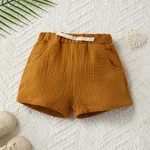 Baby Boy 100%Cotton Casual Solid Color Shorts Pants Brown-