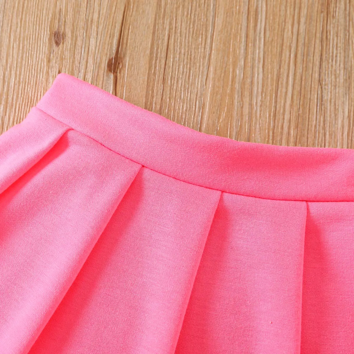  2pcs Kid Girl Summer Solid Color Skirt Set Hot Pink big image 1