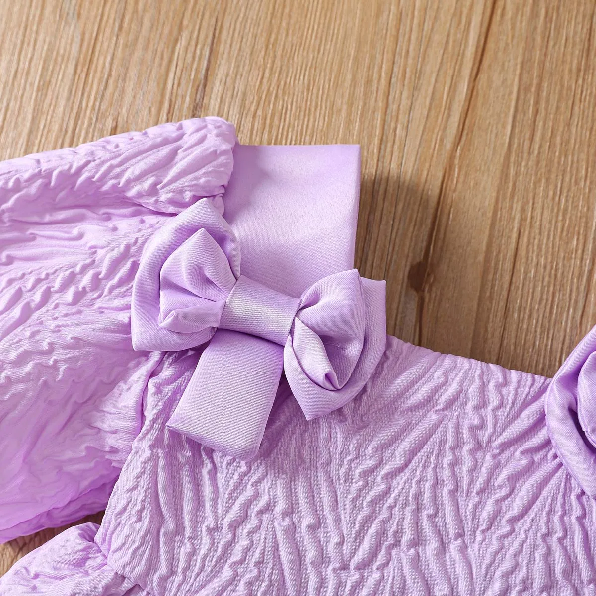 2 Stück Kleinkinder Mädchen Quadratischer Kragen Süß Hemd-Sets lila big image 1