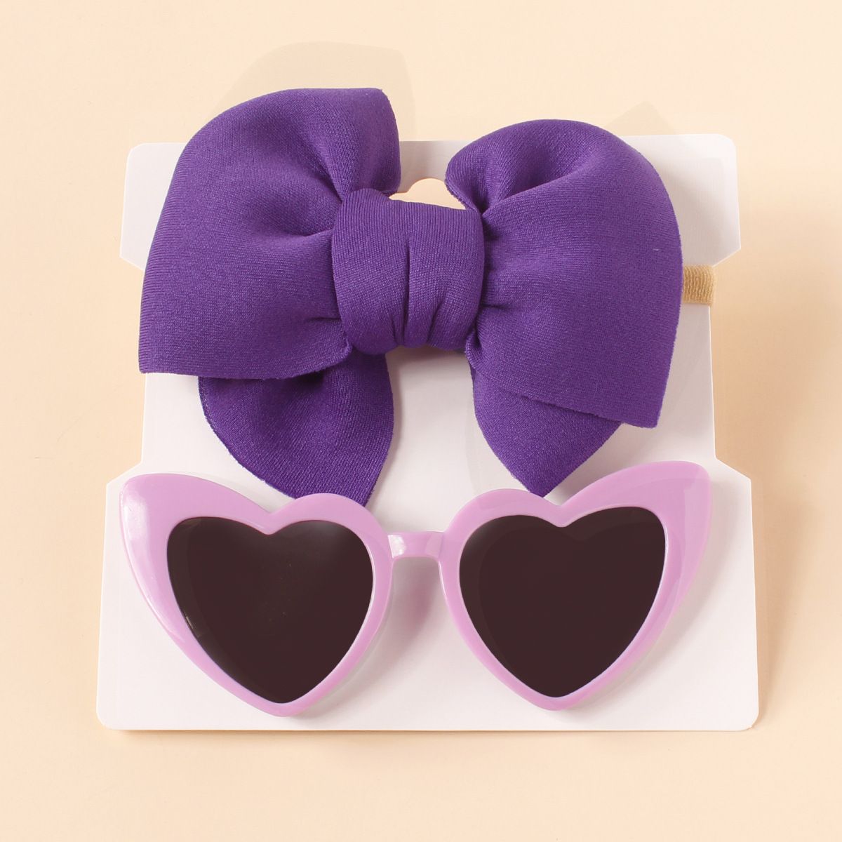 2pcs Baby/Toddler Girl Bowknot Super Soft Nylon Headband with Heart-shaped Sunglasses Set