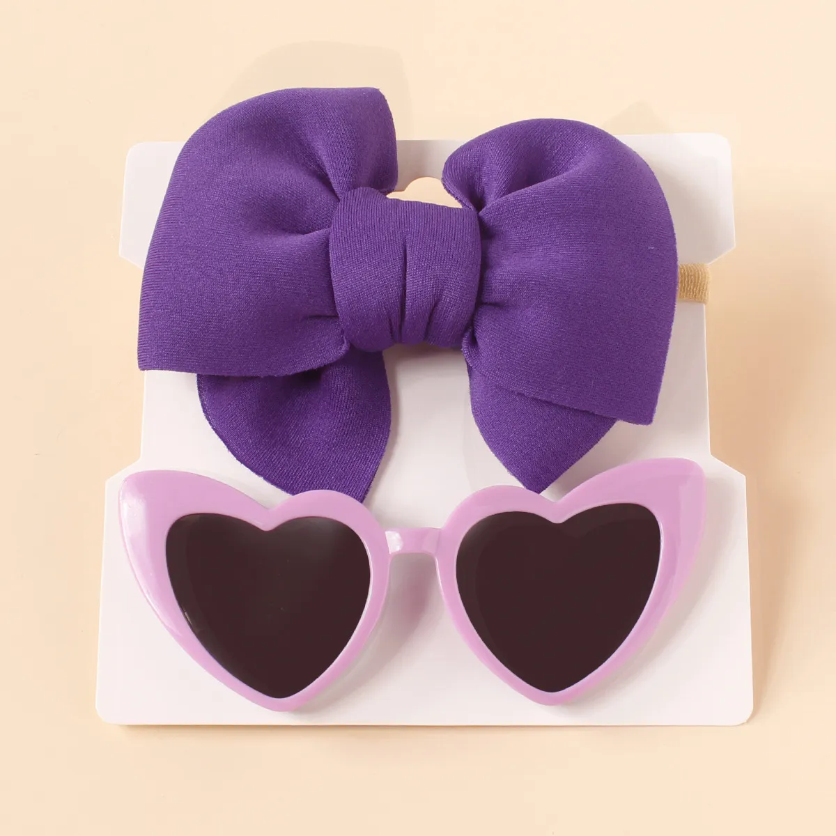 

2pcs Baby/Toddler Girl Bowknot Super Soft Nylon Headband with Heart-shaped Sunglasses Set