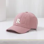 R Letter 刺繡防曬棒球帽適合媽媽和我 粉色