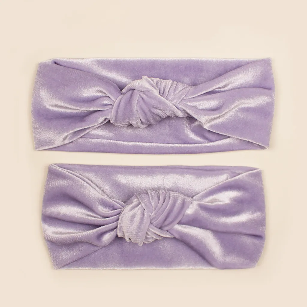Cor sólida Casual Velvet Hairbands Set for Mommy and Me Roxa big image 1