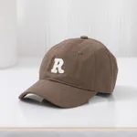 R Letter 刺繡防曬棒球帽適合媽媽和我 淡褐色