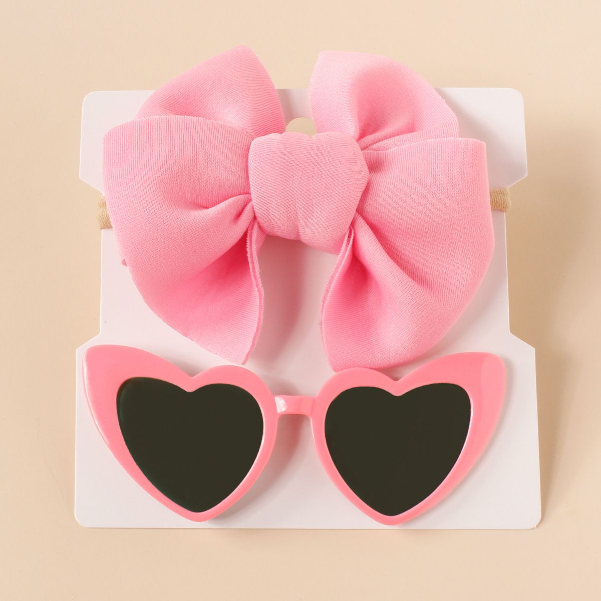 

2pcs Baby/Toddler Girl Bowknot Super Soft Nylon Headband with Heart-shaped Sunglasses Set