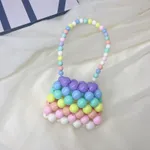 Kleinkindmädchen Bunte Perlenhandtasche mit Griff Mehrfarbig