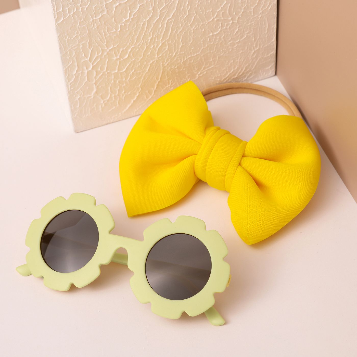 2pcs Toddler Bow Decor Headband And Sunglasses Set