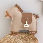 Toddler/kids Girl/Boy Childlike Handcrafted Horse Shaped Crossbody Bag Khaki