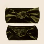 Solid color Casual Velvet Hairbands Set for Mommy and Me Dark Green