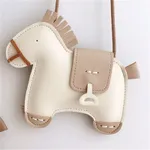 Toddler/kids Girl/Boy Childlike Handcrafted Horse Shaped Crossbody Bag White